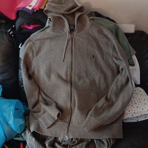 Polo zip up cotton hoodie